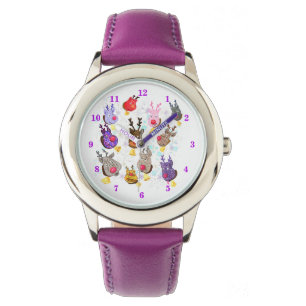 Fun kerst kleurrijke speelgoed Deers met Bells Fun Horloge