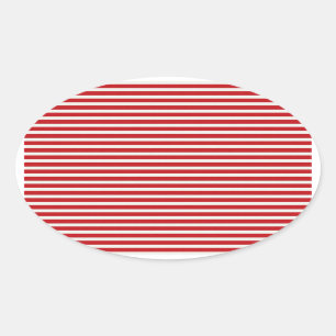 Fun kerst Nautical Red Stripes Pattern Ovale Sticker