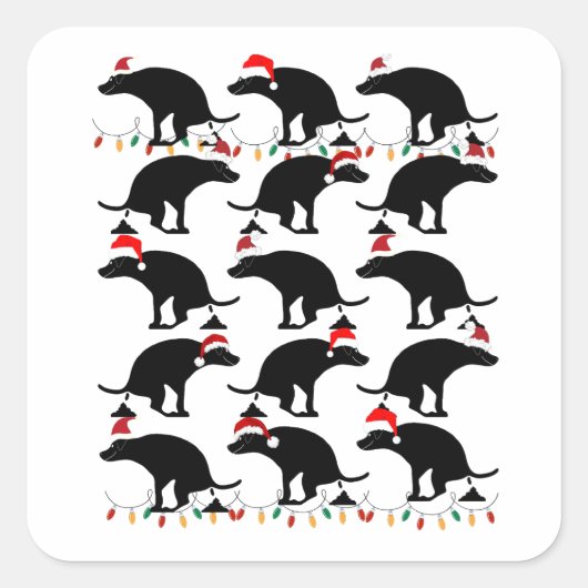 Fun kerst pooping Dogs Gag Vierkante Sticker (Voorkant)
