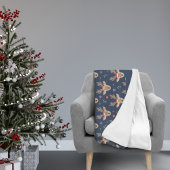 Fun kerst, rendierpatroonmonogram | Blauw Fleece Deken
