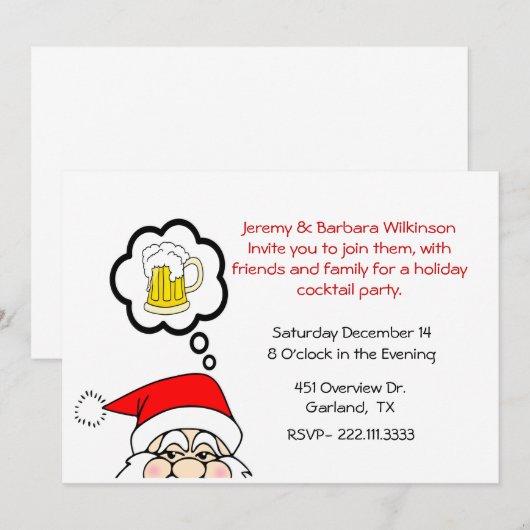 Fun kerst-uitnodiging kaart (Voorkant / Achterkant)