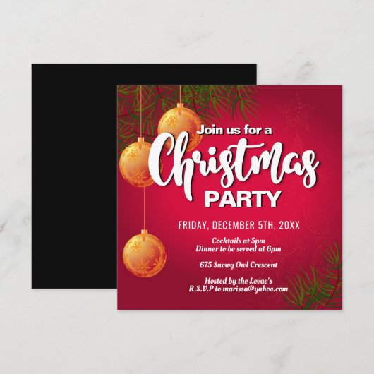 Fun kerst-uitnodiging kaart (Voorkant / Achterkant)