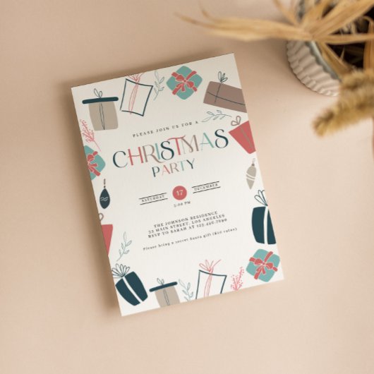 Fun kerst-uitnodiging kaart