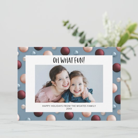 Fun kerst-versieringen feestdagenkaart (Staand voorkant)