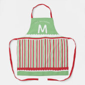 Fun kerstavond Red Green & White Striped Holiday Schort (Voorkant)
