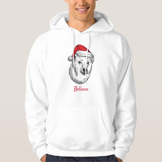 Fun-kerstbeer met een kersthoed hoodie (Voorkant)