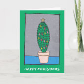 Fun-kerstcactus, groene grens, uw groet kaart (Voorkant)