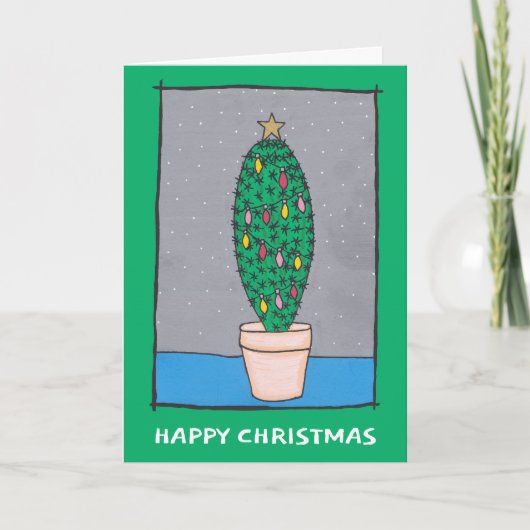 Fun-kerstcactus, groene grens, uw groet kaart (Voorkant)