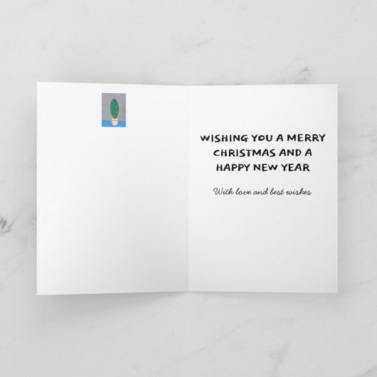 Fun-kerstcactus, groene grens, uw groet kaart (Binnen)