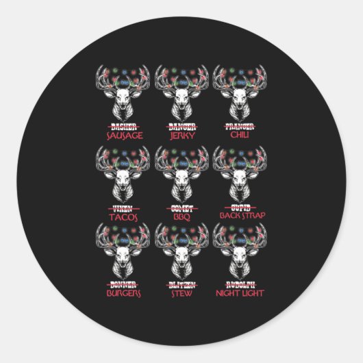 Fun Kerstdeer Bow Hunting Santa Mannen Women Hun Ronde Sticker (Voorkant)