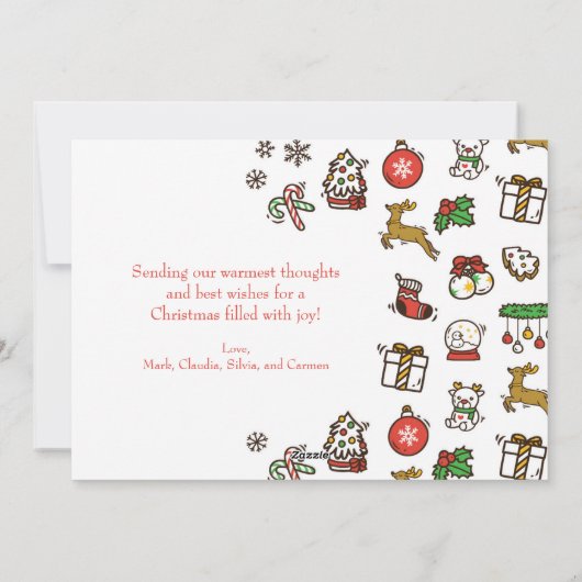Fun Kerstdoodles Feestdagenkaart (Achterkant)