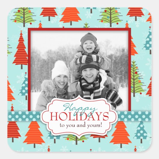 Fun Kerstfoto-sticker Vierkante Sticker (Voorkant)