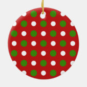 Fun-kerstgroene en witte poka-stippen op rood keramisch ornament (Achterkant)