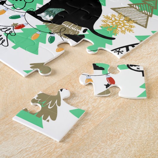 Fun Kerstknuppende hond in het bos Legpuzzel (Zijkant)