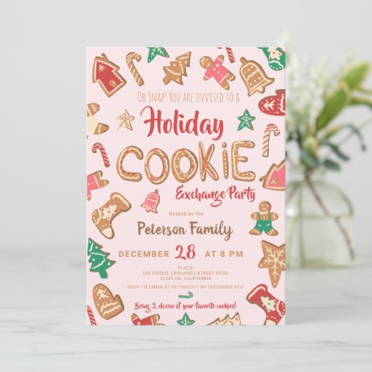 Fun Kerstkoekje wisselaar roze Kaart (Staand voorkant)