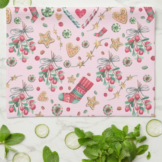 Fun kerstkoekjes en Snoepjes   Theedoek (Gevouwen)