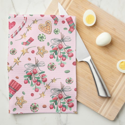 Fun kerstkoekjes en Snoepjes Theedoek (Quarter Fold)