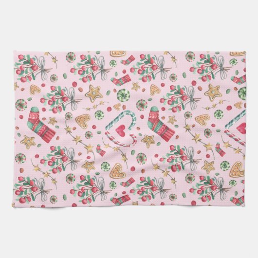 Fun kerstkoekjes en Snoepjes Theedoek (Horizontaal)