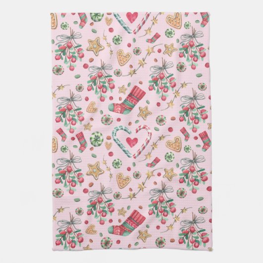 Fun kerstkoekjes en Snoepjes Theedoek (Verticaal)