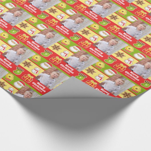 Fun Kerstkoekjesfoto Cadeaupapier (Hoek)