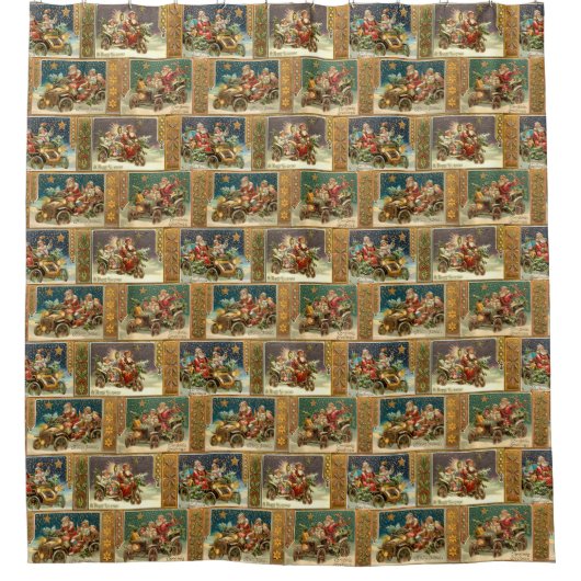 Fun  Kerstman in Roadsters en Motorfietsen Douchegordijn (Voorkant)