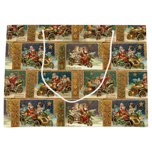 Fun  Kerstman in Roadsters en Motorfietsen Groot Cadeauzakje (Voorkant)