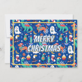Fun Kerstmis Dinosaur Dog Parrot Avocado Cactus Feestdagenkaart