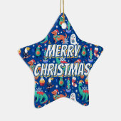 Fun Kerstmis Dinosaur Dog Parrot Avocado Cactus Keramisch Ornament (Rechts)