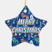 Fun Kerstmis Dinosaur Dog Parrot Avocado Cactus Keramisch Ornament (Voorkant)