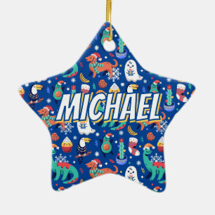 Fun Kerstmis Dinosaur Dog Parrot Avocado Cactus Keramisch Ornament