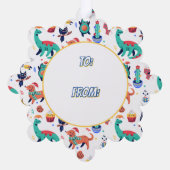 Fun Kerstmis Dinosaur Dog Parrot Avocado Cactus Ornament Kaart (Achterkant)