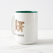 Fun Kerstmis Gezegde krijgt een uitgelekte feestda Tweekleurige Koffiemok (Voorkant links)