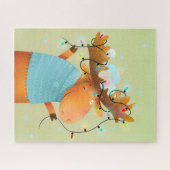 Fun Kerstmis Moose String Lights Humor Legpuzzel (Horizontaal)