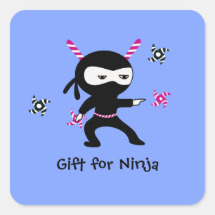 Fun Kerstmis Ninja Design with Candy Cane Swords Vierkante Sticker