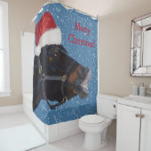 Fun kerstpaard douchegordijn (In situ)