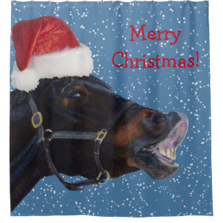Fun kerstpaard douchegordijn