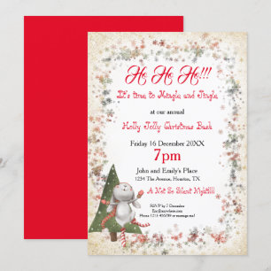 Fun Kerstparty Cute Bunny Tree Star Snowflake Kaart