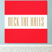 Fun Kerstrood wit DECT DE HALLSES Stripes Canvas Afdruk (Insitu (Houten vloer))