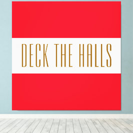 Fun Kerstrood wit DECT DE HALLSES Stripes Canvas Afdruk