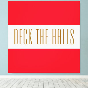 Fun Kerstrood wit DECT DE HALLSES Stripes Canvas Afdruk