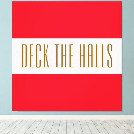 Fun Kerstrood wit DECT DE HALLSES Stripes Canvas Afdruk (Insitu (Houten vloer))