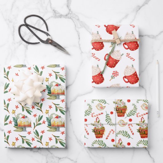 Fun KerstSweets Voedselpatroonbeoordeling Inpakpapier Vel (Voorkant)