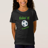 Fun Kickin It Personalized Girls Soccer Player T-shirt (Voorkant)