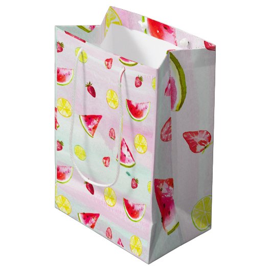 Fun Kids Birthday Watermelon Lemon Tissue Paper Medium Cadeauzakje (Voorkant Gekanteld)