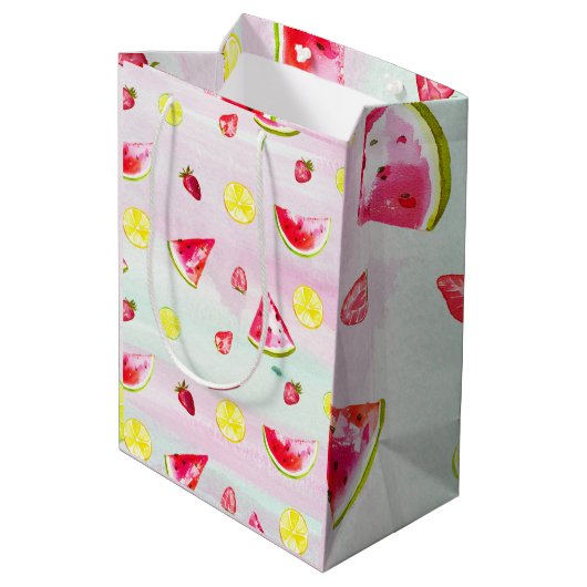 Fun Kids Birthday Watermelon Lemon Tissue Paper Medium Cadeauzakje (Achterkant Gekanteld)