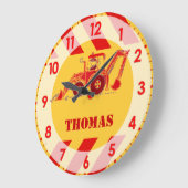 Fun kids tractor digger wall clock grote klok (Hoek)