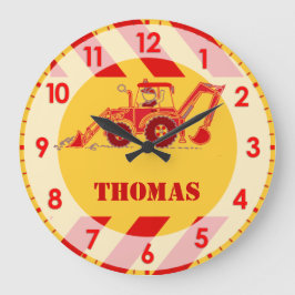 Fun kids tractor digger wall clock grote klok