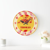 Fun kids tractor digger wall clock grote klok (Huis)
