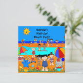 Fun Kids verjaardagsfeestje Beach party Kaart (Staand voorkant)