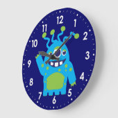 Fun kinder buitenblauw, witte groene muurklok grote klok (Hoek)